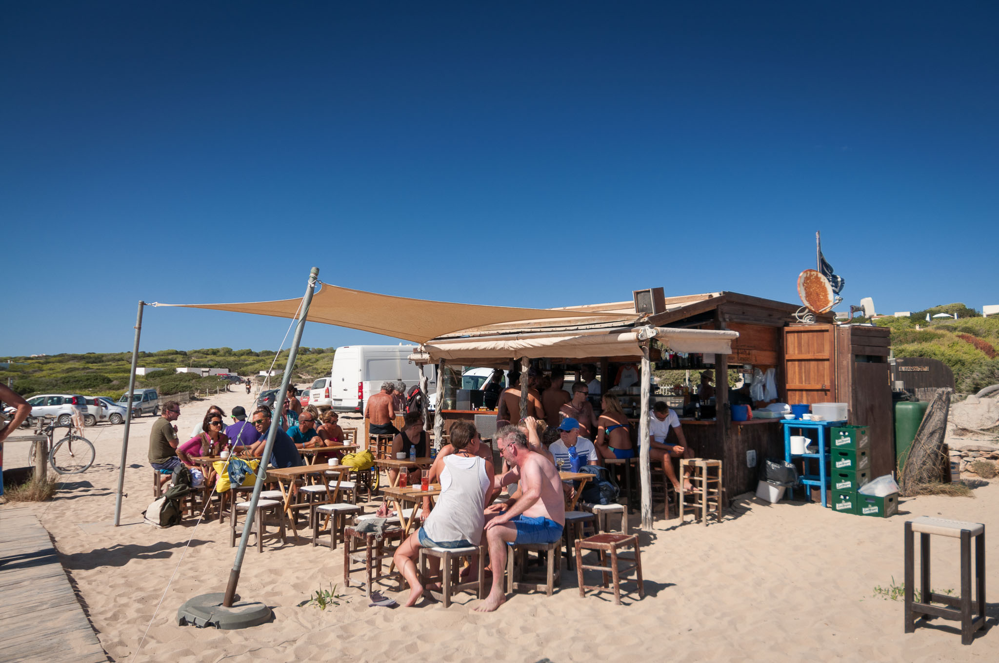 "Piratabus" an der Playa Migjorn